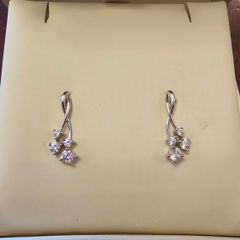 9 Carat White Gold & Cubic Zirconia Drop Earrings