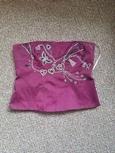 Vintage karen millen burgundy embellishment diamond corset top size small 14