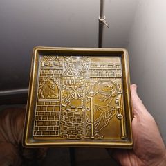 Rare vintage mid century Poole Pottery Medieval Relief Dish Robert Jefferson 1960's