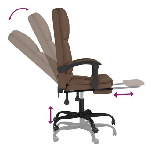 Massage Reclining Office Chair Brown Fabric