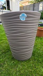 Large plastic plant pot with separate insert, frost resistant