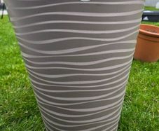 Large plastic plant pot with separate insert, frost resistant
