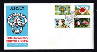 1971 Jersey 50th Anniversary of Royal British Legion Commemorative Stamps official First Day Cover (FDC)