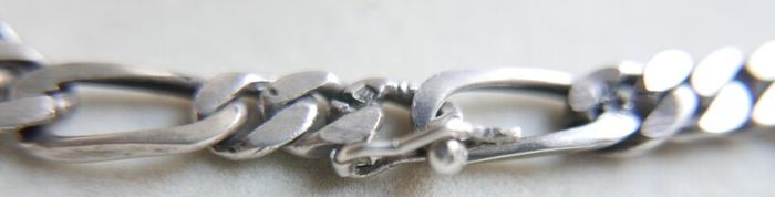 Vintage Sterling Silver 925 Figaro Necklace 20" Long Chain Link Flat Vintage Silver Sterling Gift Men 37,6g