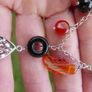 Vintage Sterling Silver 925 Bold, dramatic , silver, onyx, jasper necklace "NIGHT FIRE" 11,2g L-11" Image 4