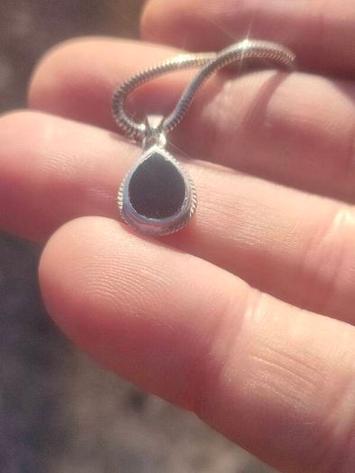 Vintage Teardrop Black Onyx Sterling Silver Pendant Set