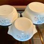 Vintage Pyrex England Blue Iris Flower Casserole Mixing Nesting Bowl Set Image 6