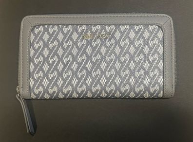 Nine West Ladies Wallet. Mainly grey, fully zipped, inside zipped coin purse and numerous slots for cards