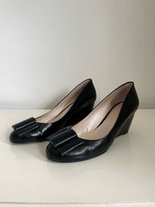 Nine West Black Tulip Wedge Pumps