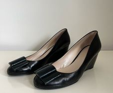 Nine West Black Tulip Wedge Pumps