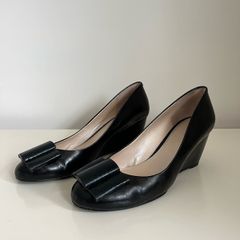 Nine West Black Tulip Wedge Pumps