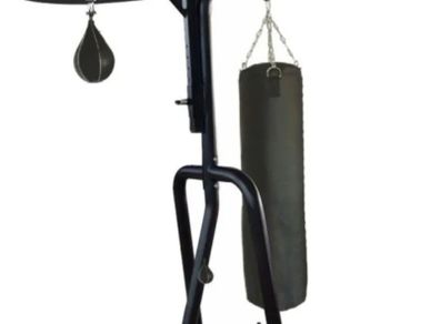 Free standing Punch Bag Stand with bag and Addidas Hybrid 100 black gloves