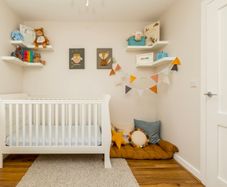 Mamas and Papas Mia White Sleigh Cot - convertible to Toddler Bed