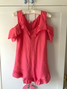 Brand new pink/salmon/coral cold shoulder linen top size 12-14 BNWT