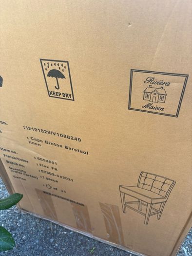 New in box Cape Breton barstool in linen flax by riviera maison