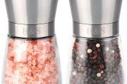 Salt and Pepper Grinder Mill Set Salt and Pepper Shakers Brushed Stainless Steel Glass Body