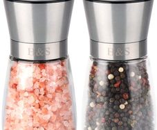 Salt and Pepper Grinder Mill Set Salt and Pepper Shakers Brushed Stainless Steel Glass Body