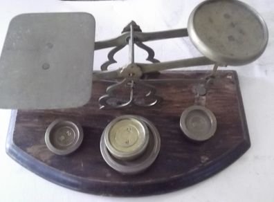 antique brass postal scales with brass weights