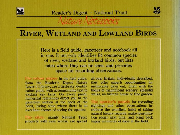 Reader's Digest - Nature Notebooks - Seaside & Moorland Birds  - And - River, Wetland & Lowland Birds (2 Books)