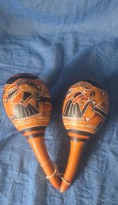 Hand-carved wooden maracas