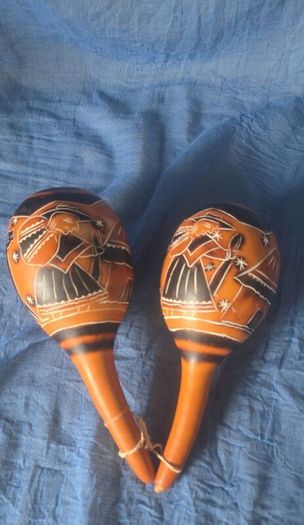 Hand-carved wooden maracas