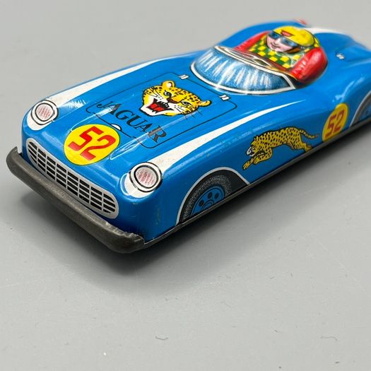 Vintage Tin Toy Racing Car Jaguar 52 - Made in Japan - Litho - friction drive