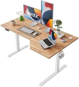 L-Shaped Electric Standing Desk, 150cm Height Adjustable Sit-Stand Desk for Home Office, Ergonomic Computer Desk with Spliced Board, Light Brown