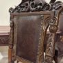 French Renaissance Revival Carved Oak Dining Set w/ 4 Leather Chairs Image 2