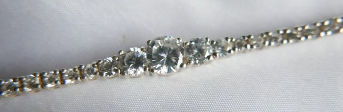 Vintage Sterling Silver 925 Tennis Bracelet  Cubic Zirconia Graduated Flexible Bangle Bracelet 16,7g