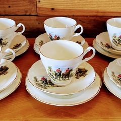 18 piece hunting scene fine bone china