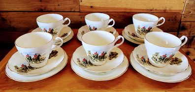 18 piece hunting scene fine bone china