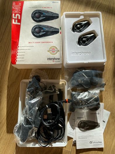 Interphone F5MC Bluetooth motorcycle radio intercom full set