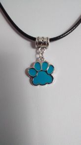 Blue Enamel Dog's Paw Pendant / Charm for Pandora Style Bracelet