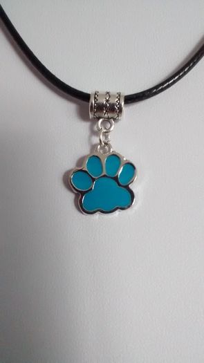 Blue Enamel Dog's Paw Pendant / Charm for Pandora Style Bracelet