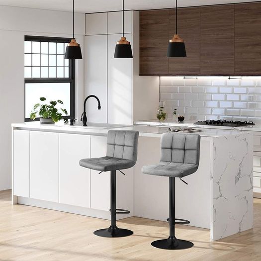 _2-Pack Bar Stools with Velvet Surface