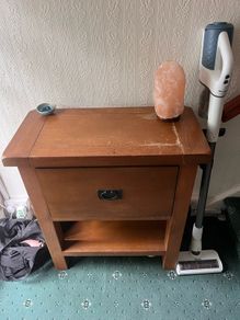 Wooden Bedside Table with Drawer & Shelf