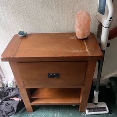 Wooden Bedside Table with Drawer & Shelf