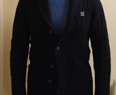 Men's G-Star RAW Cable-Knit Shawl-Collar Cardigan (Dark Navy) - Large/Medium