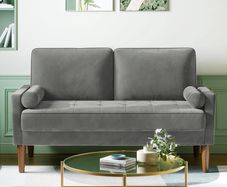 2 seater grey velvet sofa NEW
