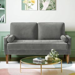 Collierville 2 seater grey velvet sofa NEW
