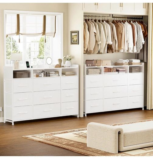 Chest of Drawers with Charging Station and LED Light