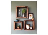 main image for ad Wooden Decorative Design Square Wall Shelf Bookcase Picture Flowerpot Home Decoration Livingroom Office Bathroom Organizer Box