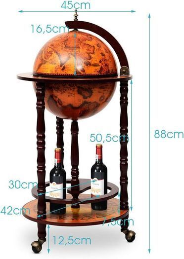 Vintage Globe Bar Cabinet Whisky Wine Storage