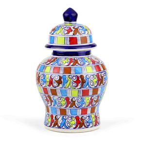 Multi Color Handmade and Hand Painted Large Ceramic Jar with Lid, Chinese Style Jar | Warehouse Clearance | Massive Discount | Bargain prices