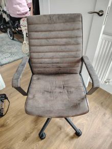 Office Chair - Brown Faux Suede, Swivel, Height Adjustable