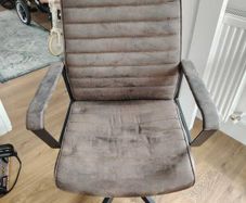 Office Chair - Brown Faux Suede, Swivel, Height Adjustable