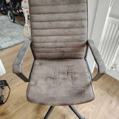 Office Chair - Brown Faux Suede, Swivel, Height Adjustable