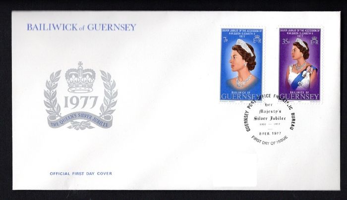 1977 Guernsey Silver (25th) Jubilee Commemorative Stamps Addressed First Day Cover (FDC)
