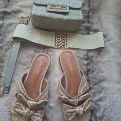 Gold Flats, Bag & Belt Bundle.