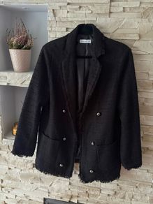 Gallery Black Tweed Blazer Size 14